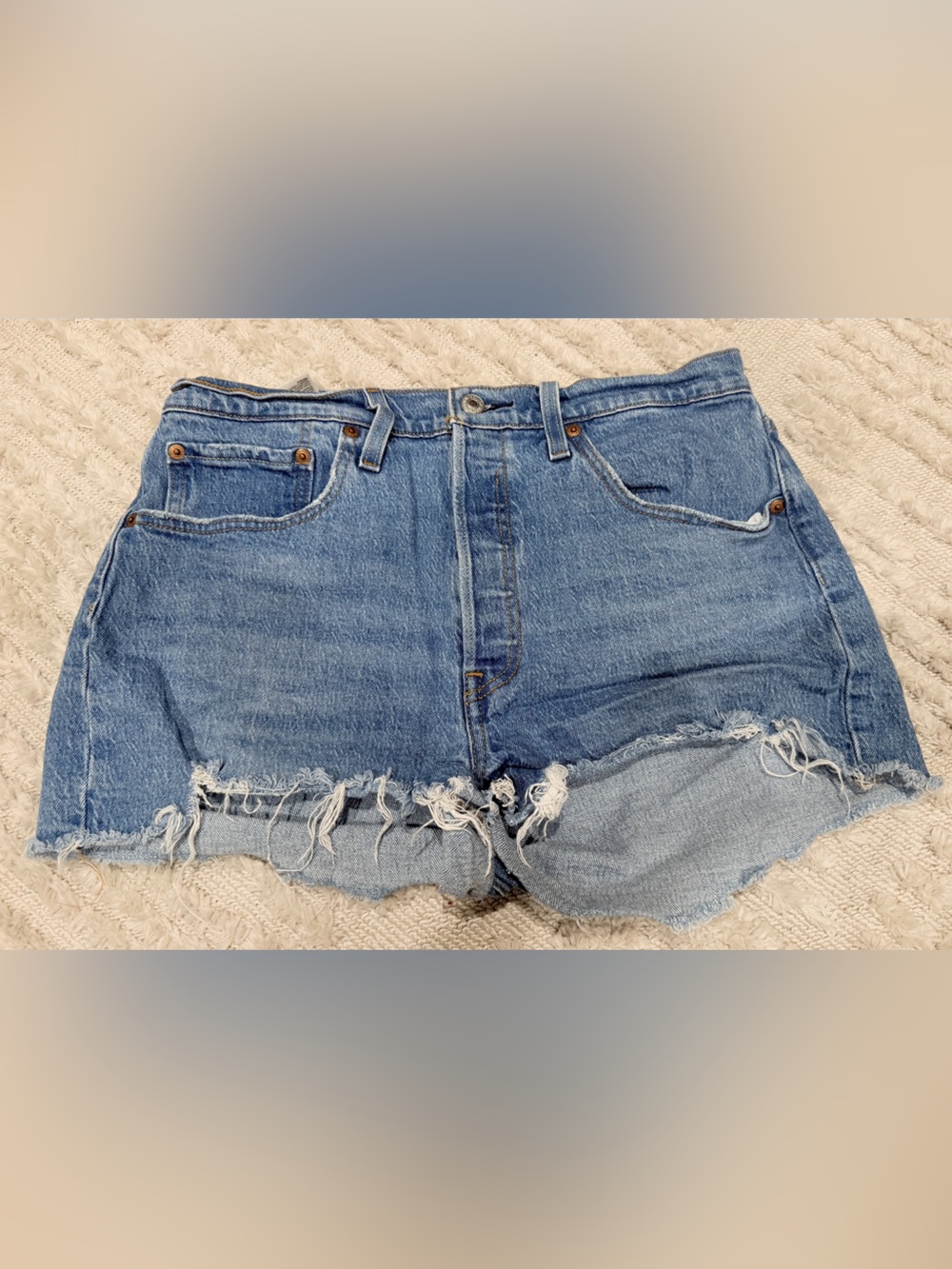 Levi's Light Blue Distressed Denim Cutoff Shorts